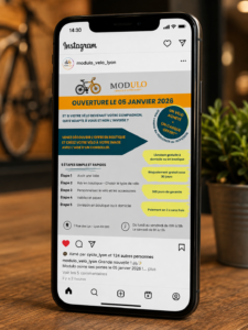 Création d’une publication Instagram pour annoncer l’ouverture d’une boutique de vélos