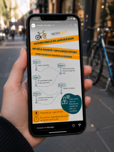 Création d’une story Instagram pour l’ouverture d’une boutique de vélos